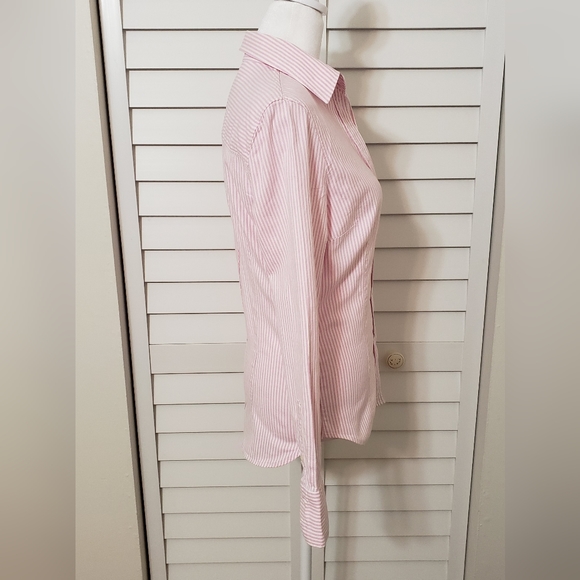 Zara Women's Long Sleeve Striped Button Down Shirt Pink and White Size S - Picture 3 of 16